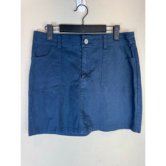 Copper Key Blue Skirt 9 Cotton Blend‎ Utility Style Front Pockets Casual Mini - Picture 1 of 8